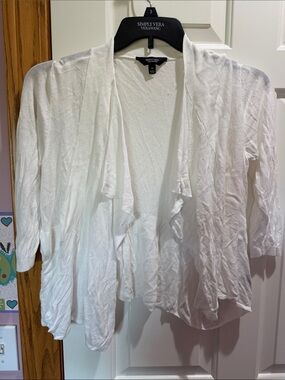 Simply Vera Vera Wang White Lightweight Draped Cardigan